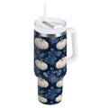 30 oz Insulated Stainless Steel Tumbler Double Wall Stainless Steel Tumbler with 2-Way Drinking Watercolor White Pumpkins - Choice 548