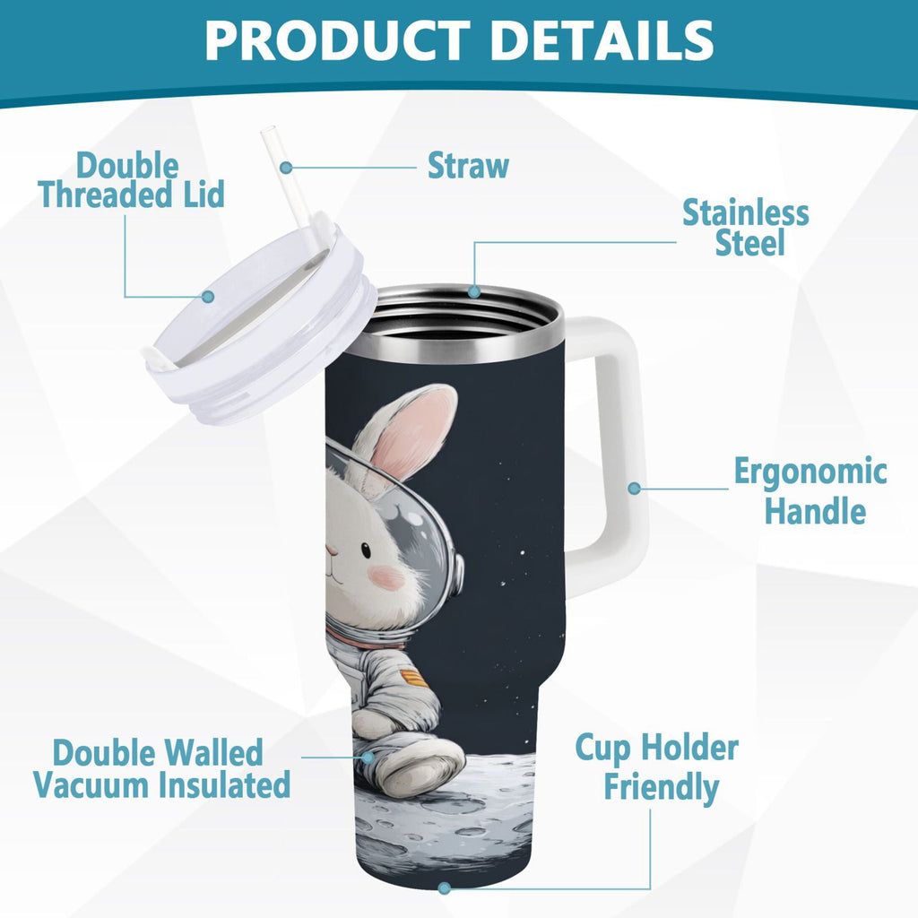 40 oz Insulated Stainless Steel Tumbler Double Wall Stainless Steel Tumbler with 2-Way Drinking Rabbit in A Space - Choice 753