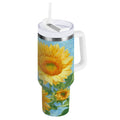 40 oz Insulated Stainless Steel Tumbler Double Wall Stainless Steel Tumbler with 2-Way Drinking Sunflower Oil Painting - Choice 548
