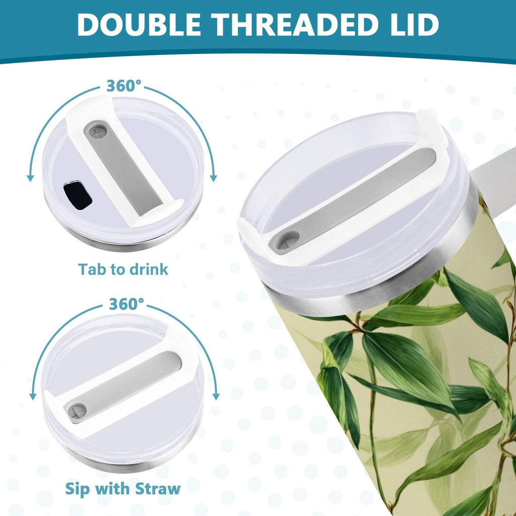 30 oz Insulated Stainless Steel Tumbler Double Wall Stainless Steel Tumbler with 2-Way Drinking Bamboo Pattern - Choice 678