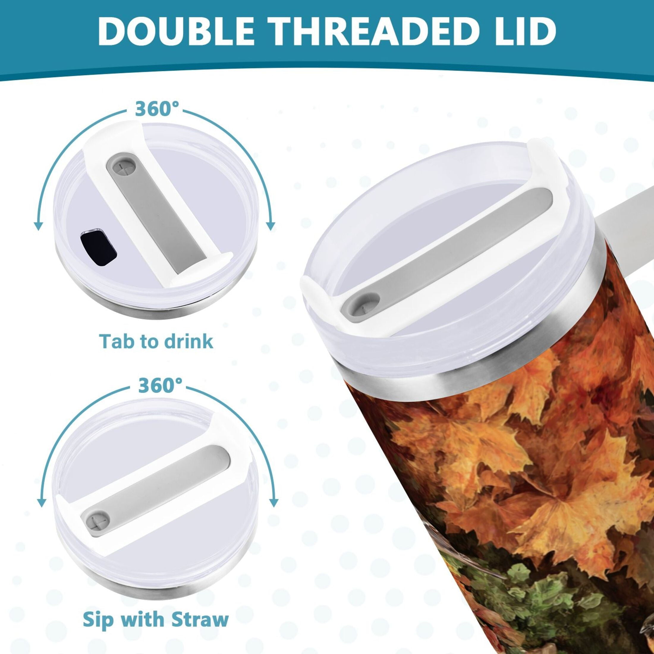 30 oz Insulated Stainless Steel Tumbler Double Wall Stainless Steel Tumbler with 2-Way Drinking Beautiful Fall Scene - Choice 270
