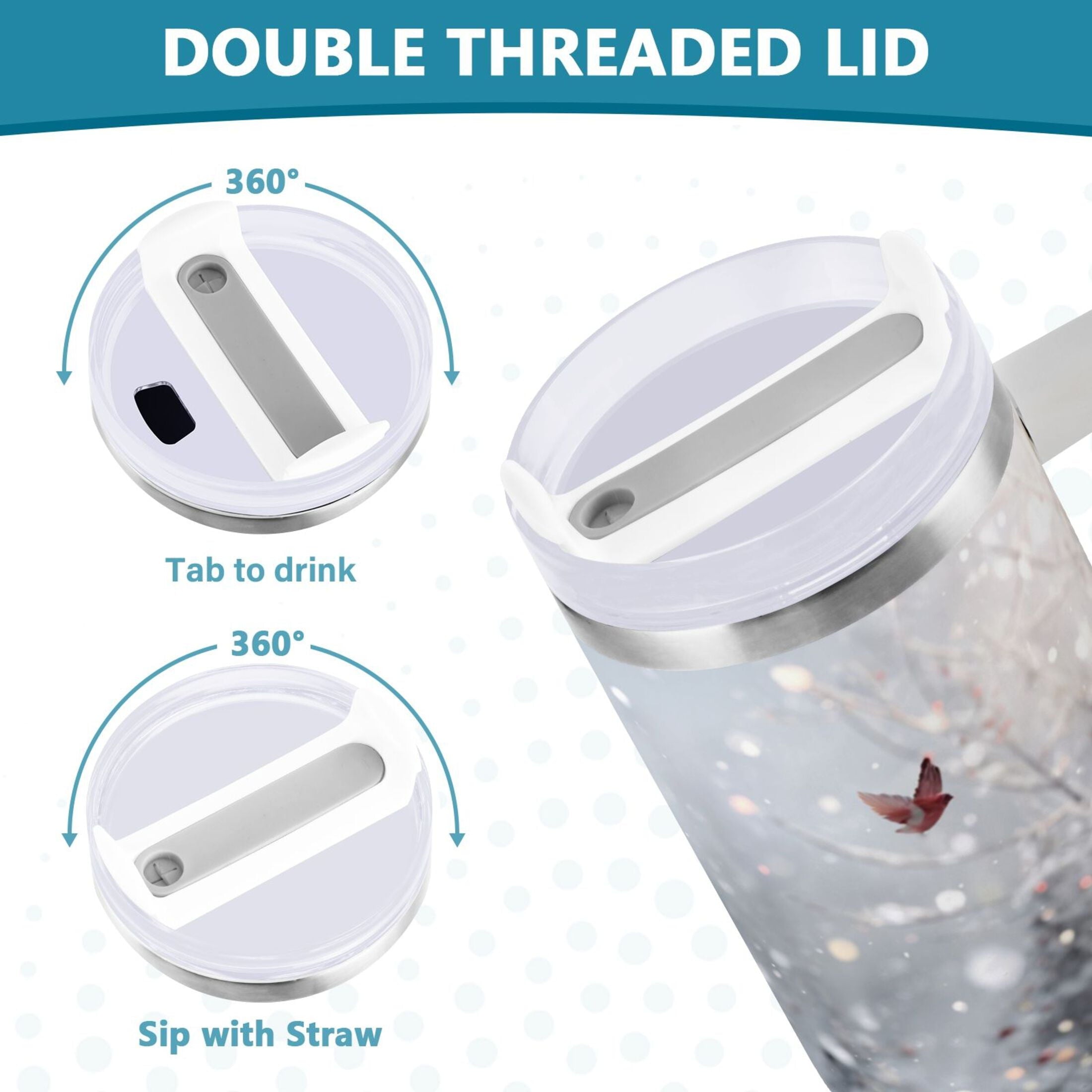 30 oz Insulated Stainless Steel Tumbler Double Wall Stainless Steel Tumbler with 2-Way Drinking Snowy Winter Landscape - Choice 292