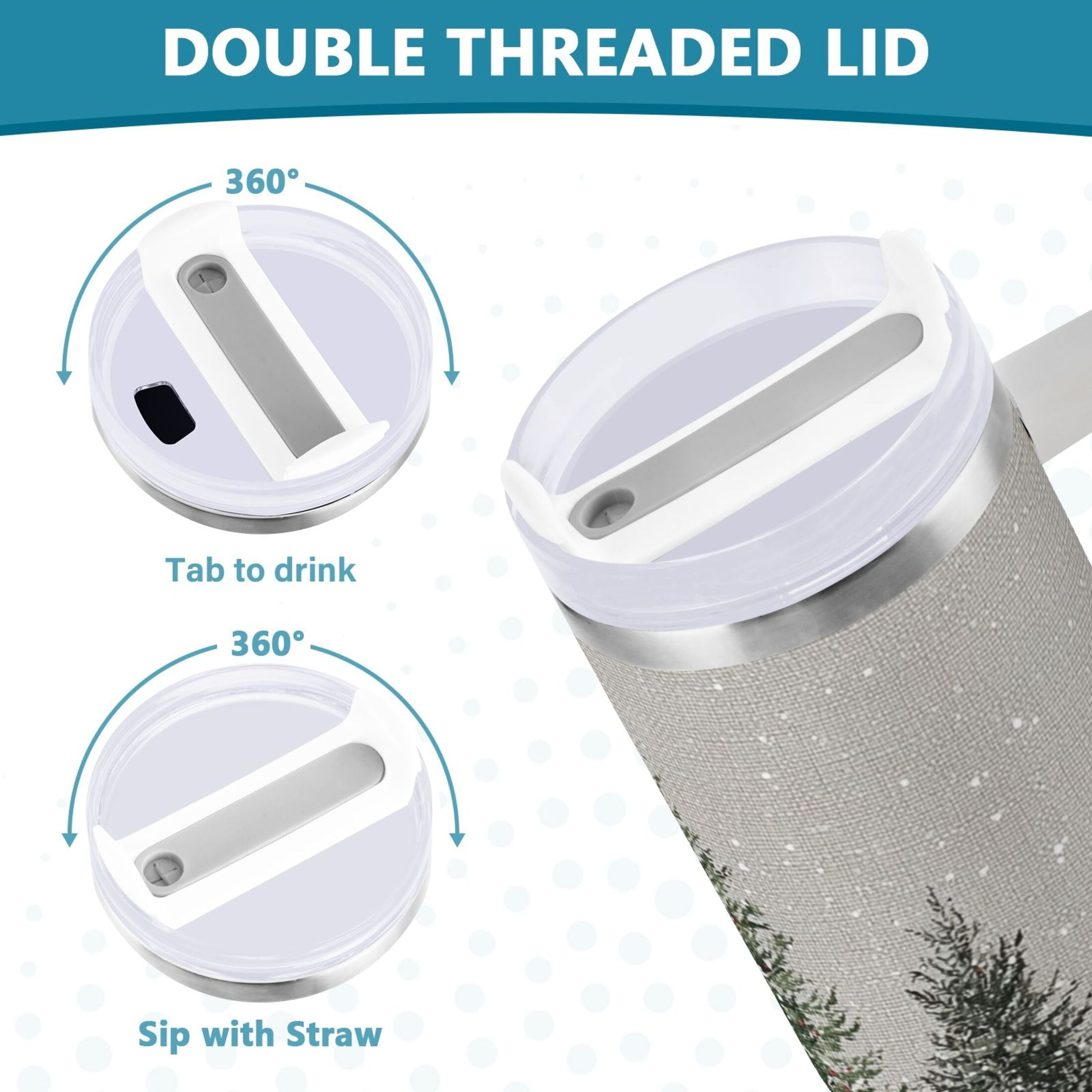 30 oz Insulated Stainless Steel Tumbler Double Wall Stainless Steel Tumbler with 2-Way Drinking Christmas Deer and Snowmen - Choice 605