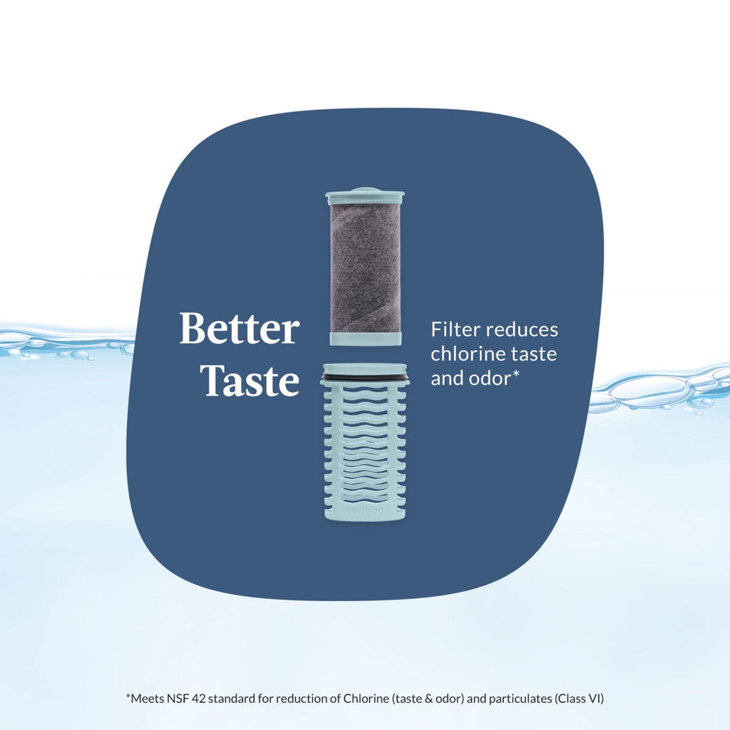 (2 pack) Contigo Clybourn Plastic FreeFlow Filter Water Bottle with AUTOSEAL Lid 24 oz., Dark Ice, with Replacable Filter - Choice 244
