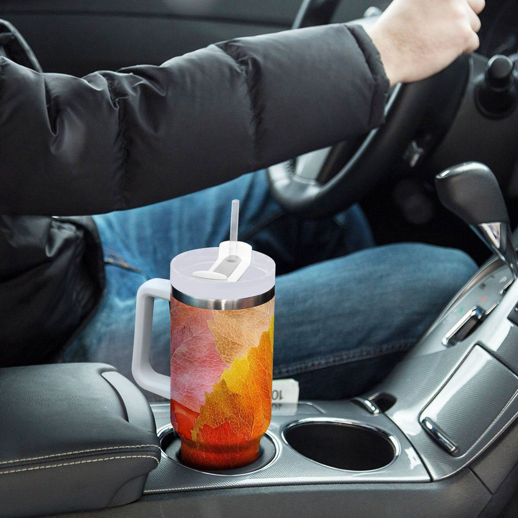 30 oz Insulated Stainless Steel Tumbler Double Wall Stainless Steel Tumbler with 2-Way Drinking Various Shades Autumn Leaves - Choice 766