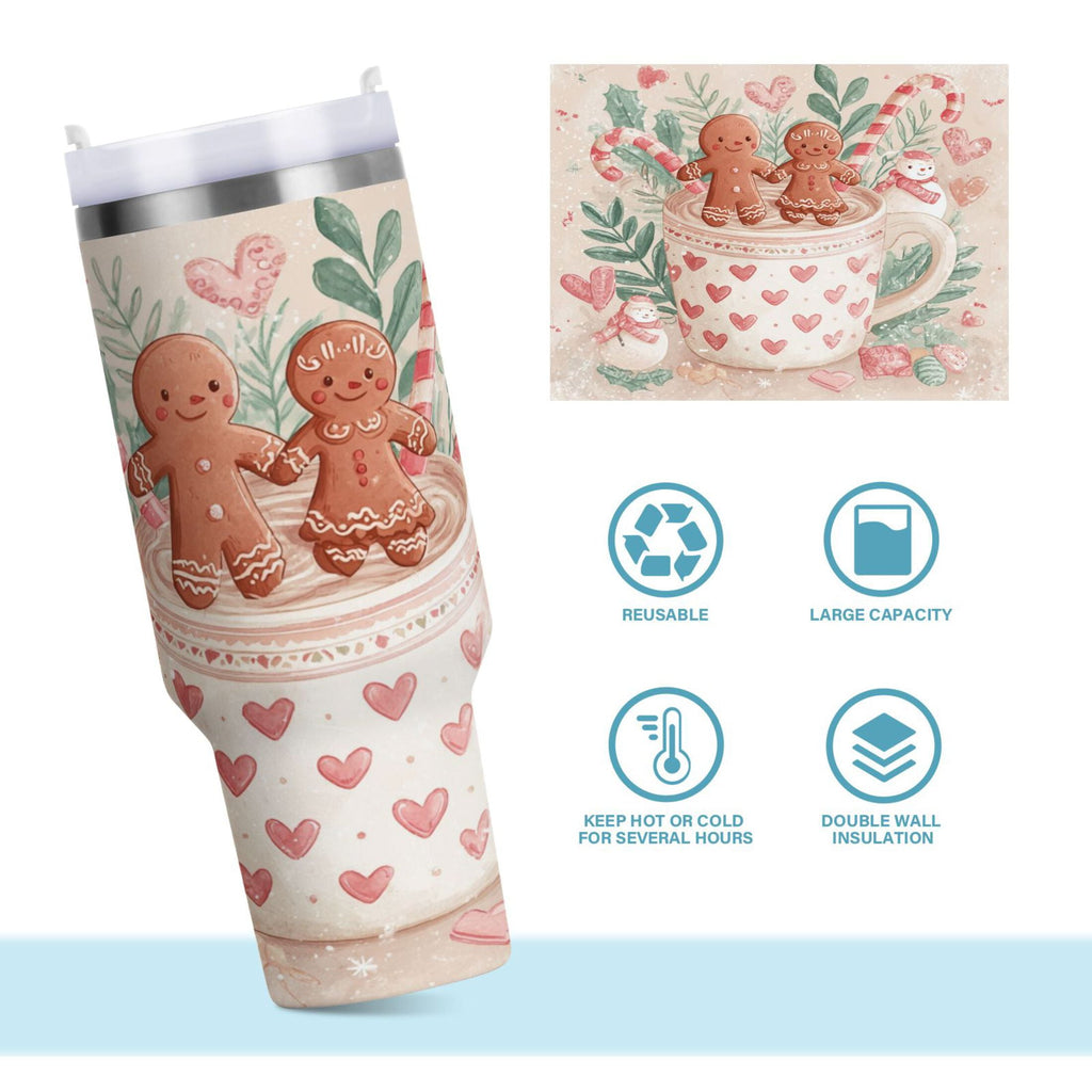 30 oz Insulated Stainless Steel Tumbler Double Wall Stainless Steel Tumbler with 2-Way Drinking Cute Christmas Design - Choice 272