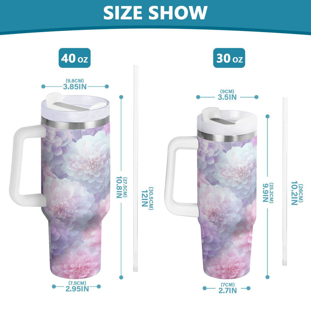 30 oz Insulated Stainless Steel Tumbler Double Wall Stainless Steel Tumbler with 2-Way Drinking Cute Pastel Watercolor Floral - Choice 147