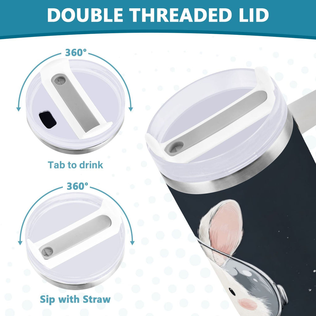 40 oz Insulated Stainless Steel Tumbler Double Wall Stainless Steel Tumbler with 2-Way Drinking Rabbit in A Space - Choice 753