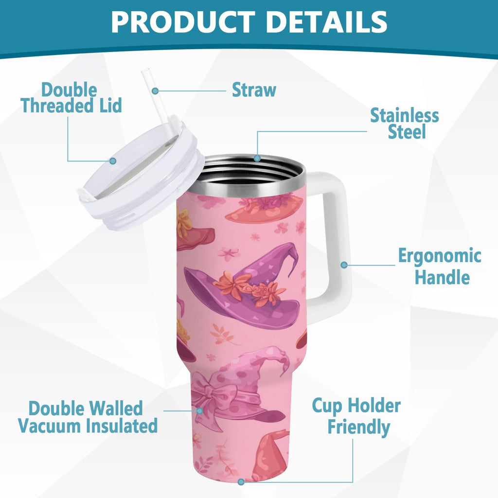 30 oz Insulated Stainless Steel Tumbler Double Wall Stainless Steel Tumbler with 2-Way Drinking Colorful Hat Pattern - Choice 619