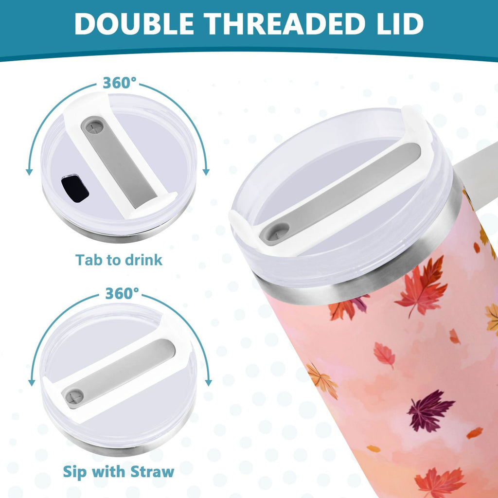 30 oz Insulated Stainless Steel Tumbler Double Wall Stainless Steel Tumbler with 2-Way Drinking Autumn Leaves Falling - Choice 476