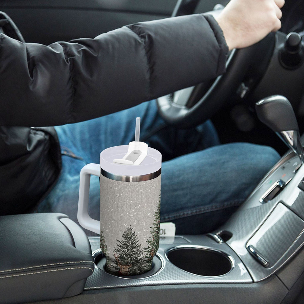 30 oz Insulated Stainless Steel Tumbler Double Wall Stainless Steel Tumbler with 2-Way Drinking Christmas Deer and Snowmen - Choice 605