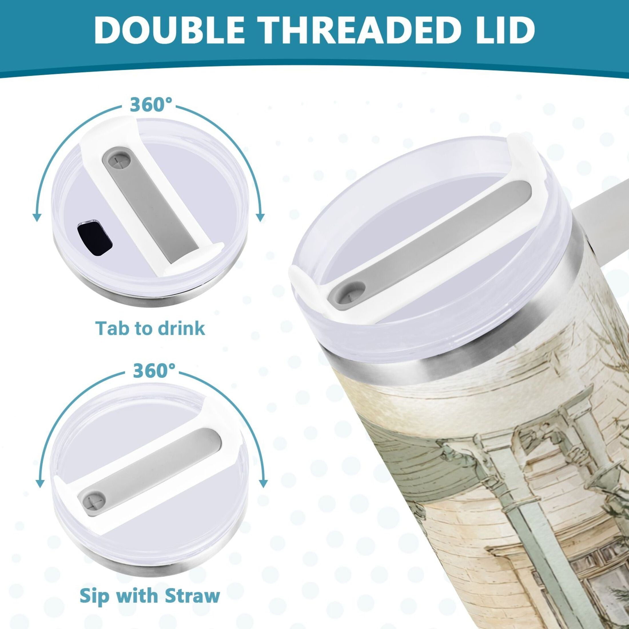 30 oz Insulated Stainless Steel Tumbler Double Wall Stainless Steel Tumbler with 2-Way Drinking Charming Christmas Doorway - Choice 345
