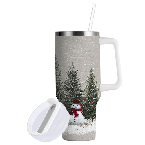 30 oz Insulated Stainless Steel Tumbler Double Wall Stainless Steel Tumbler with 2-Way Drinking Christmas Deer and Snowmen - Choice 605