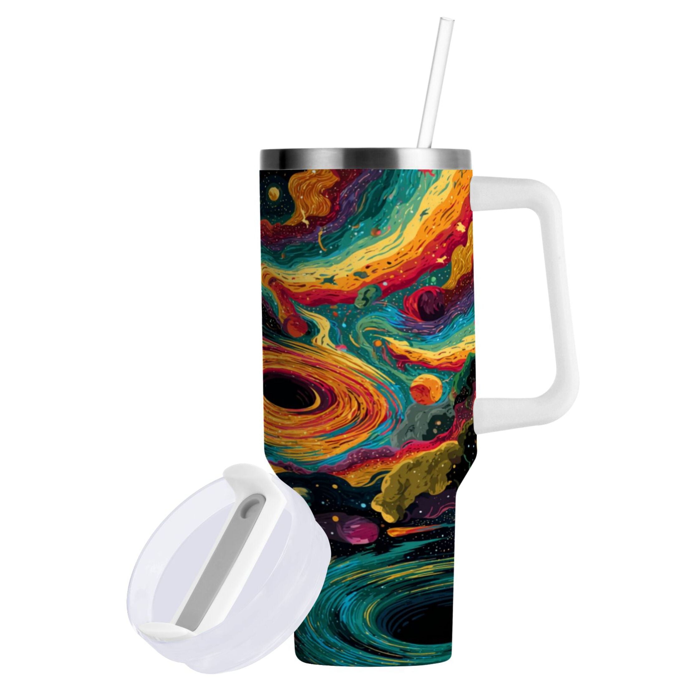 40 oz Insulated Stainless Steel Tumbler Double Wall Stainless Steel Tumbler with 2-Way Drinking Swirling Galaxy - Choice 898