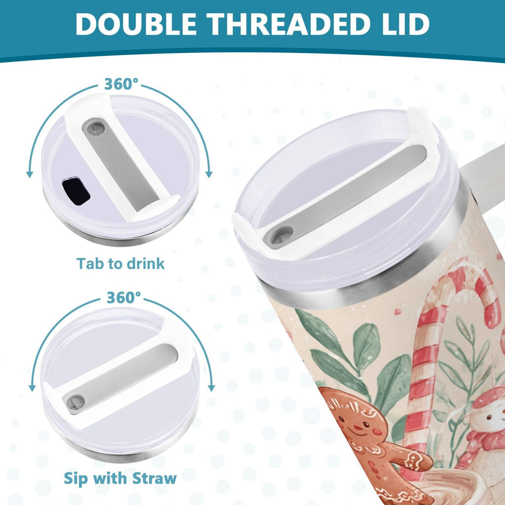 30 oz Insulated Stainless Steel Tumbler Double Wall Stainless Steel Tumbler with 2-Way Drinking Cute Christmas Design - Choice 272