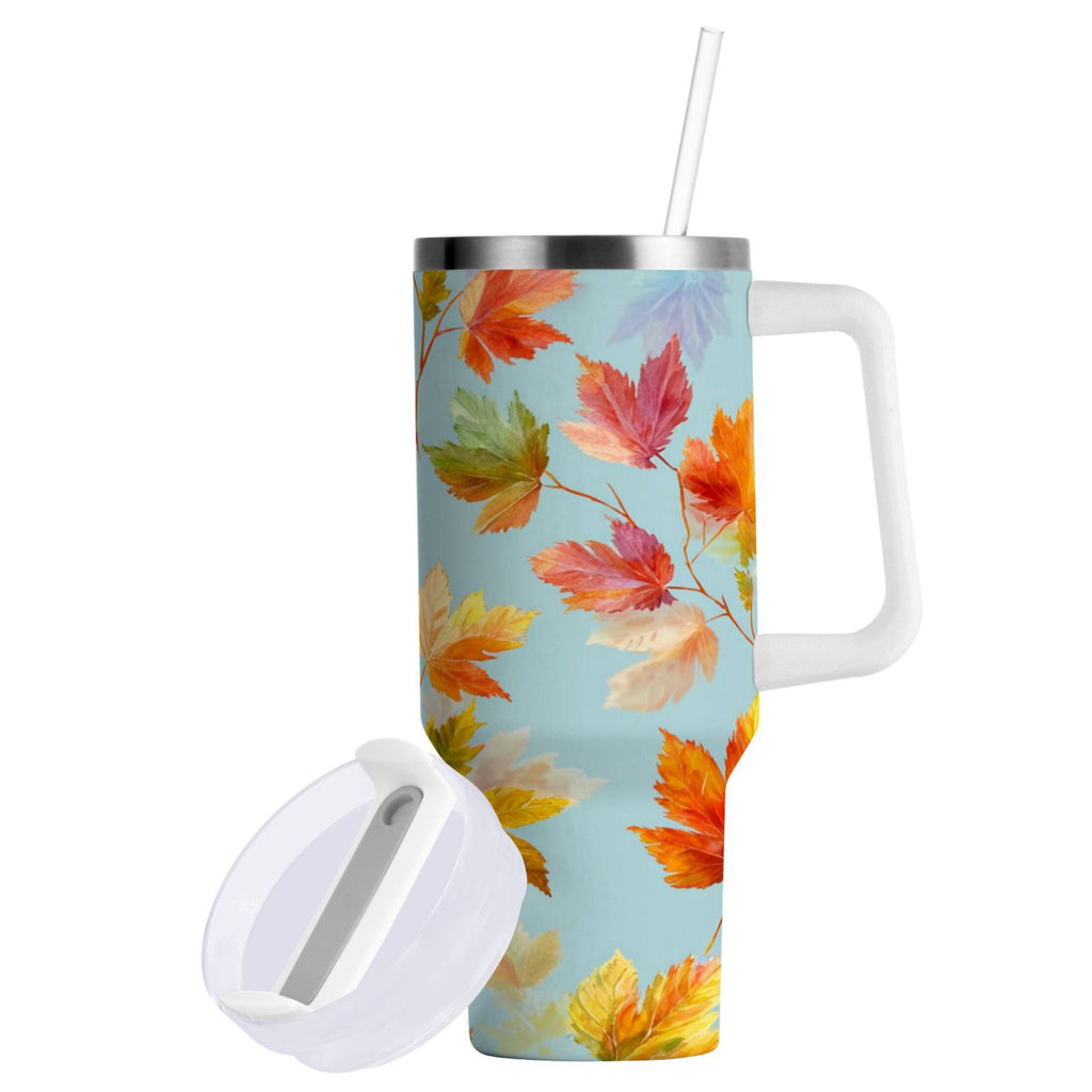 30 oz Insulated Stainless Steel Tumbler Double Wall Stainless Steel Tumbler with 2-Way Drinking Colorful Autumn Maple Leaves - Choice 917