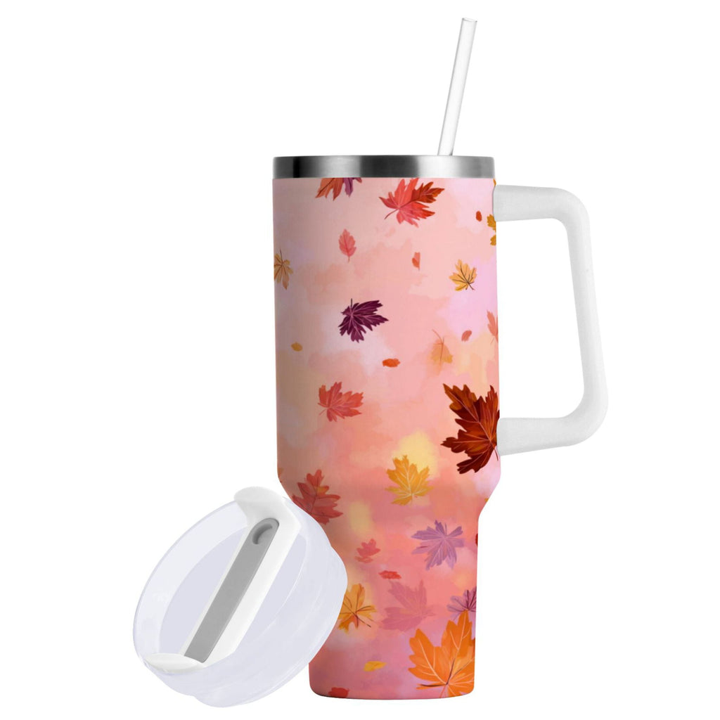 30 oz Insulated Stainless Steel Tumbler Double Wall Stainless Steel Tumbler with 2-Way Drinking Autumn Leaves Falling - Choice 476