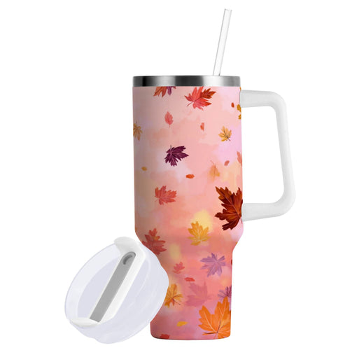 30 oz Insulated Stainless Steel Tumbler Double Wall Stainless Steel Tumbler with 2-Way Drinking Autumn Leaves Falling - Choice 476