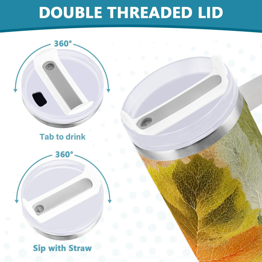30 oz Insulated Stainless Steel Tumbler Double Wall Stainless Steel Tumbler with 2-Way Drinking Various Shades Autumn Leaves - Choice 766