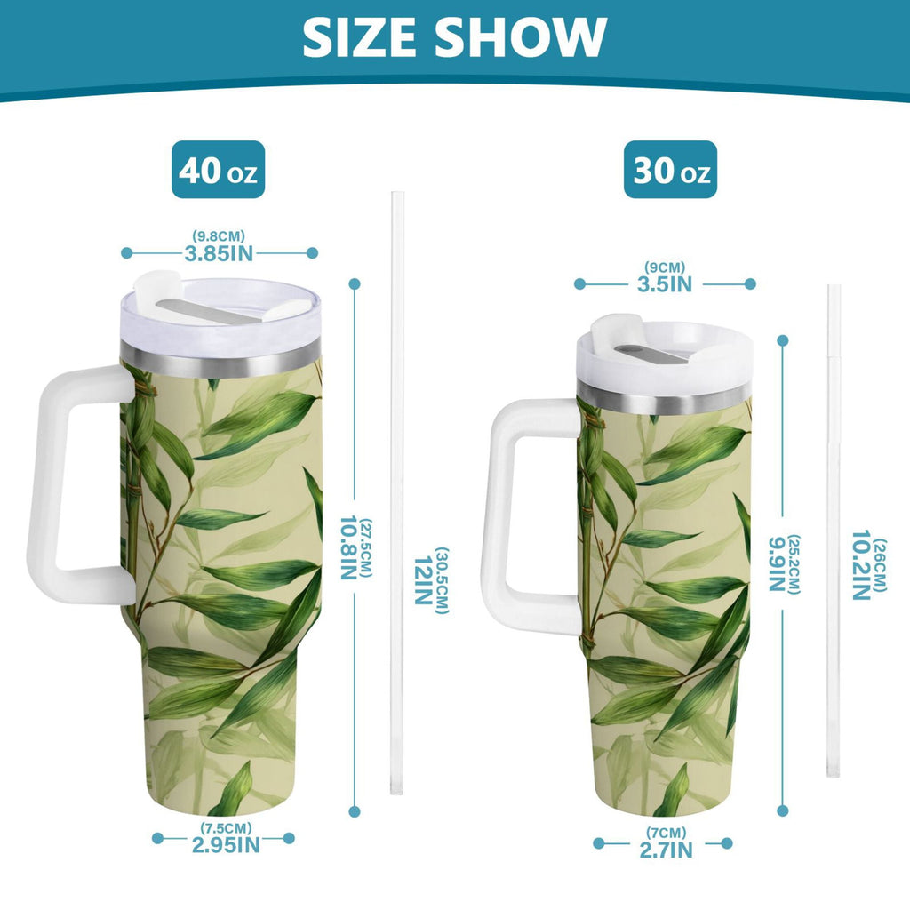 30 oz Insulated Stainless Steel Tumbler Double Wall Stainless Steel Tumbler with 2-Way Drinking Bamboo Pattern - Choice 678