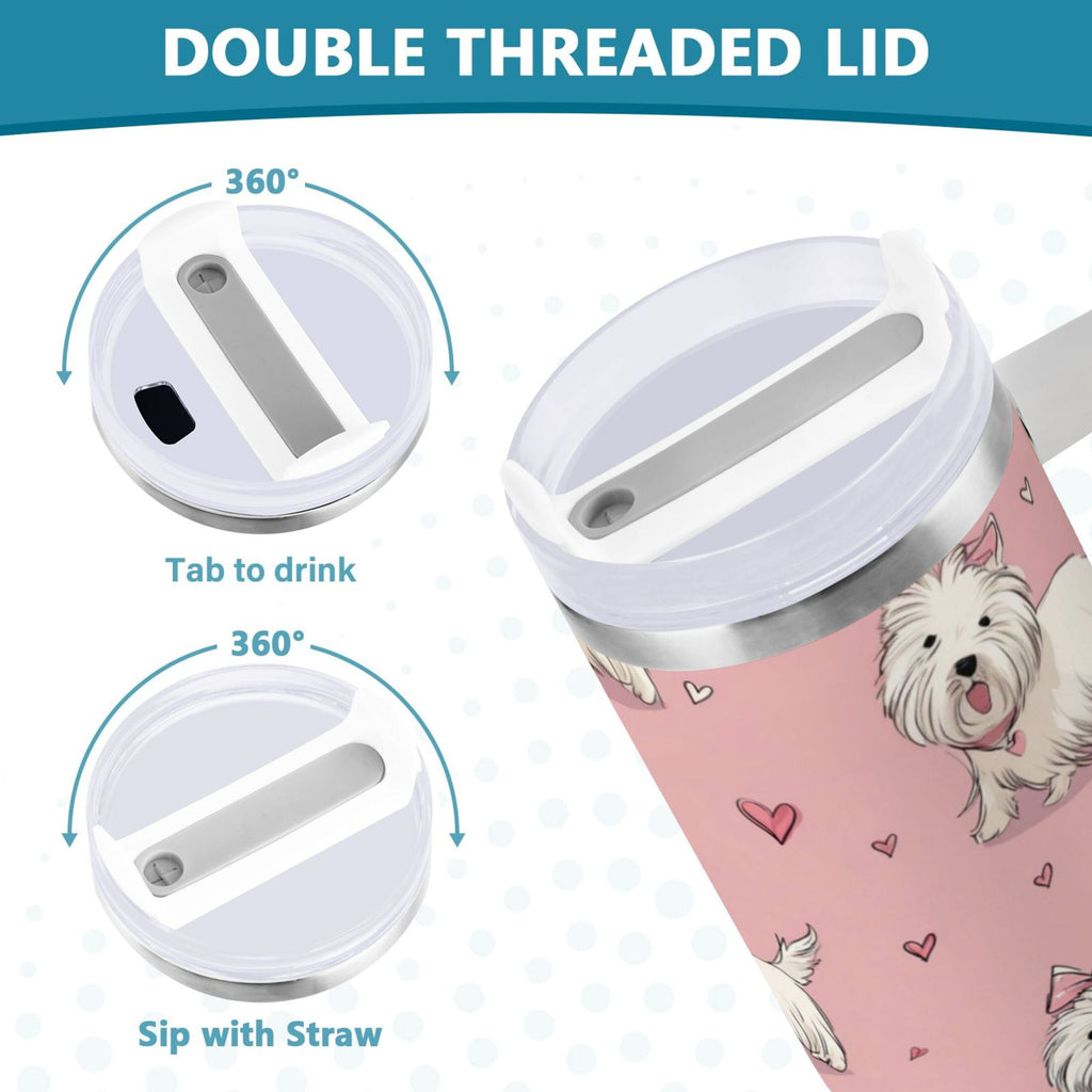 30 oz Insulated Stainless Steel Tumbler Double Wall Stainless Steel Tumbler with 2-Way Drinking Dogs Wearing Bows - Choice 129