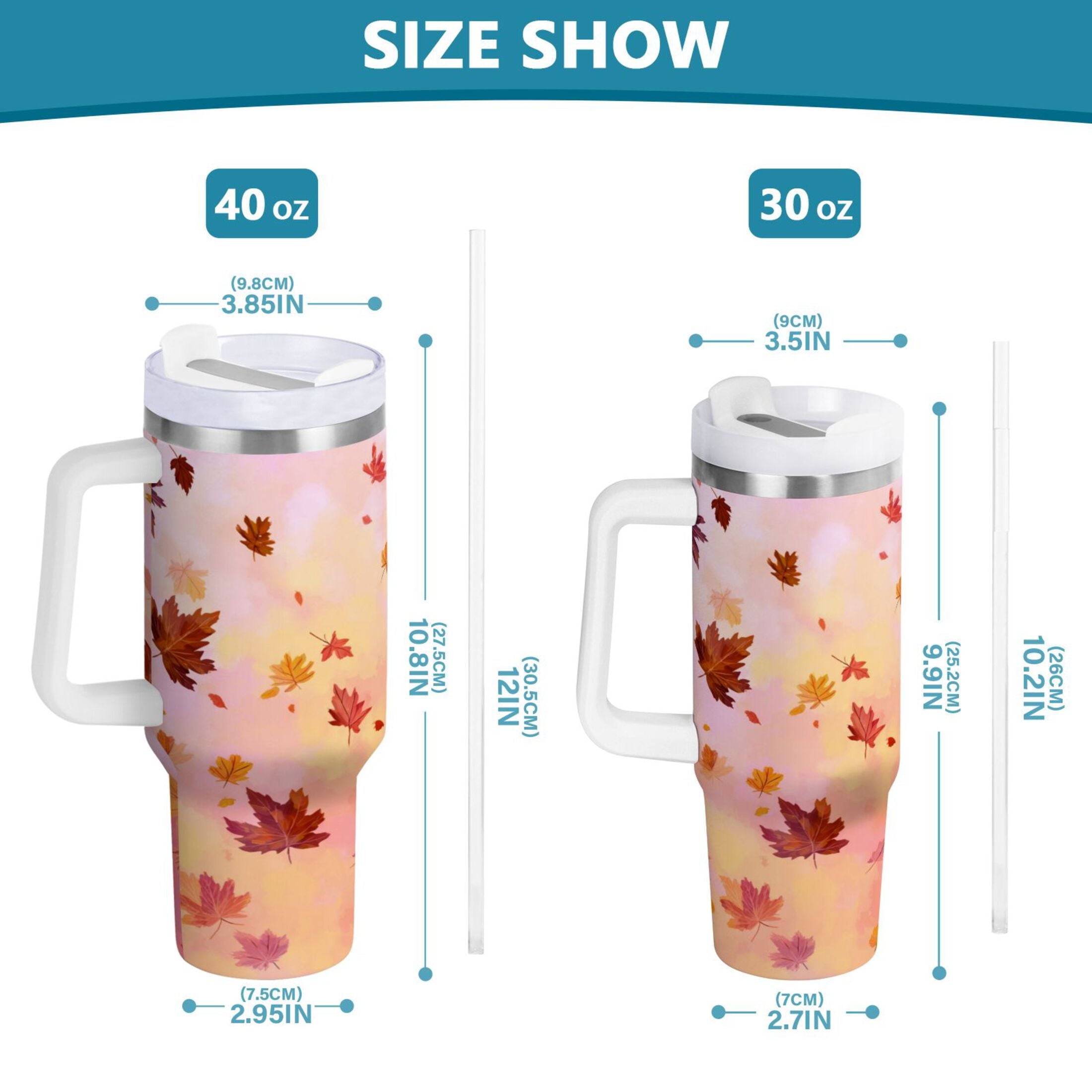 30 oz Insulated Stainless Steel Tumbler Double Wall Stainless Steel Tumbler with 2-Way Drinking Autumn Leaves Falling - Choice 476