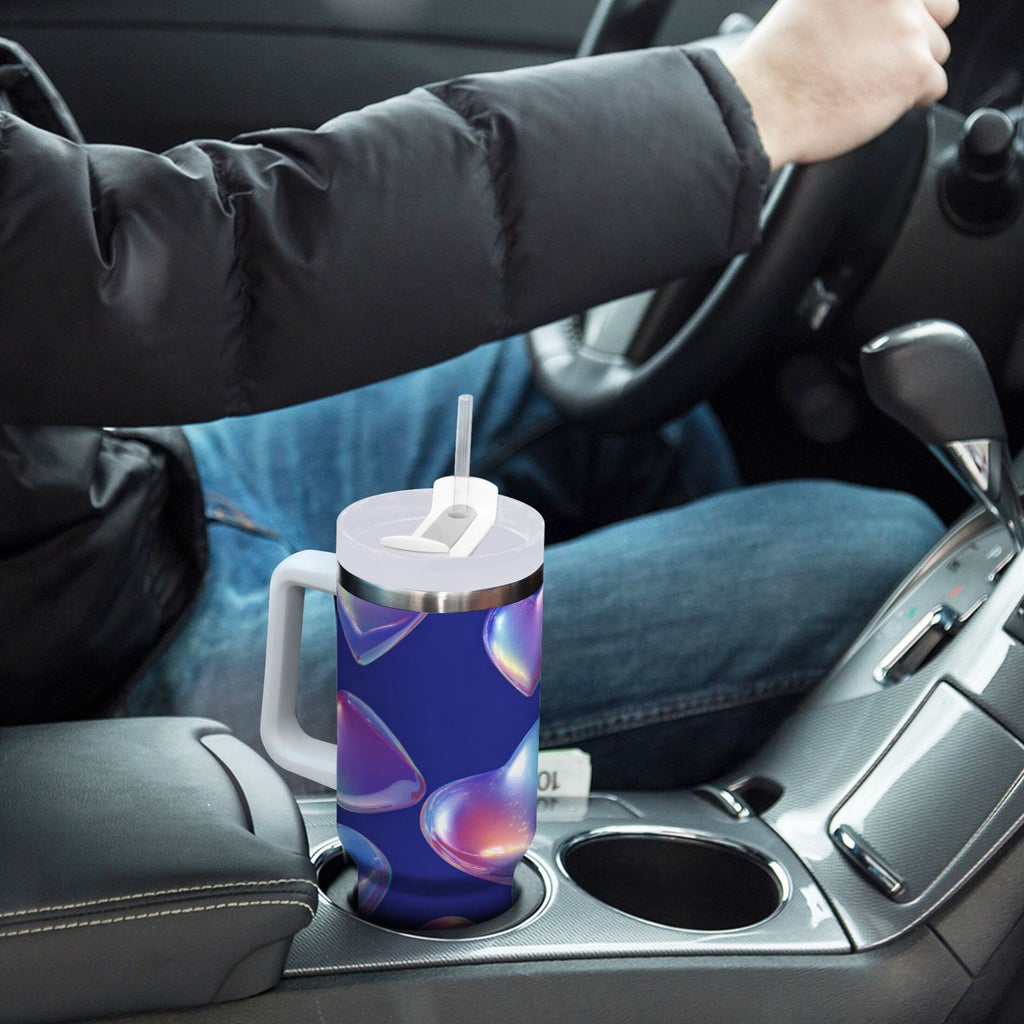 30 oz Insulated Stainless Steel Tumbler Double Wall Stainless Steel Tumbler with 2-Way Drinking Pink-purple Hearts - Choice 367