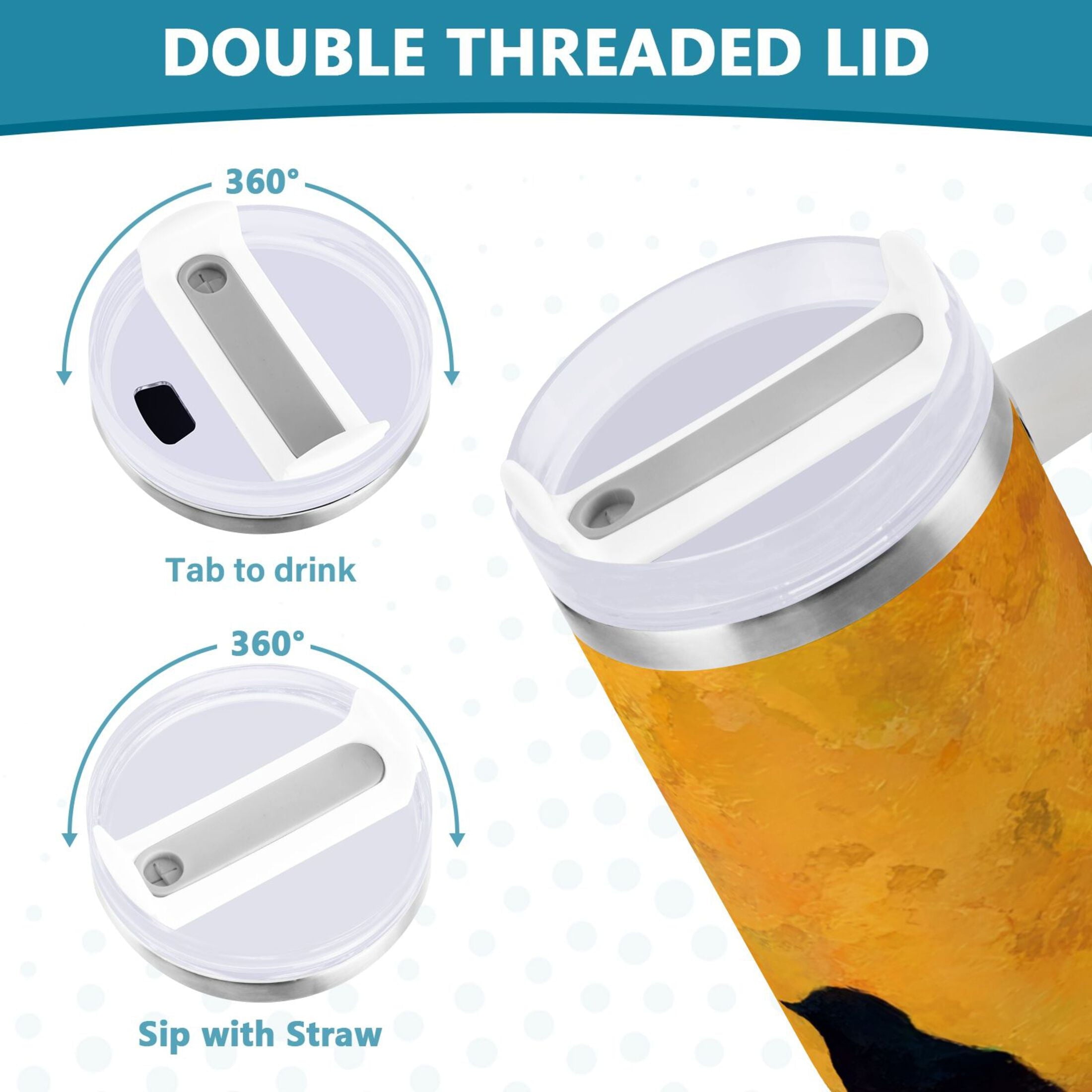 30 oz Insulated Stainless Steel Tumbler Double Wall Stainless Steel Tumbler with 2-Way Drinking Birds on A Wire - Choice 323
