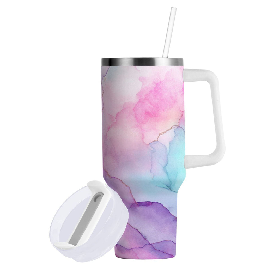 30 oz Insulated Stainless Steel Tumbler Double Wall Stainless Steel Tumbler with 2-Way Drinking Pastel Pink Marble Texture - Choice 198
