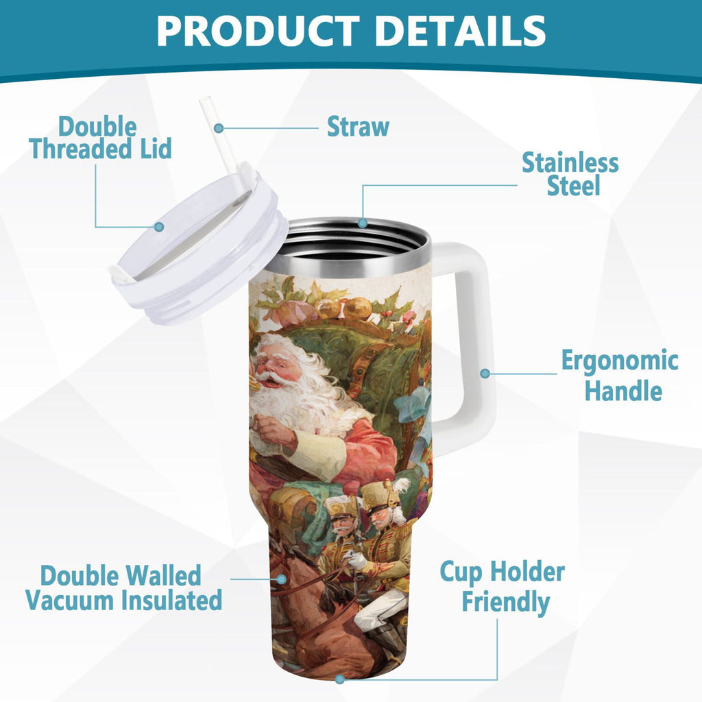 30 oz Insulated Stainless Steel Tumbler Double Wall Stainless Steel Tumbler with 2-Way Drinking Santa Claus Sitting in Chair - Choice 855