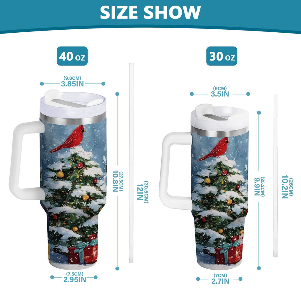 30 oz Insulated Stainless Steel Tumbler Double Wall Stainless Steel Tumbler with 2-Way Drinking Christmas Scene with Snowman - Choice 743
