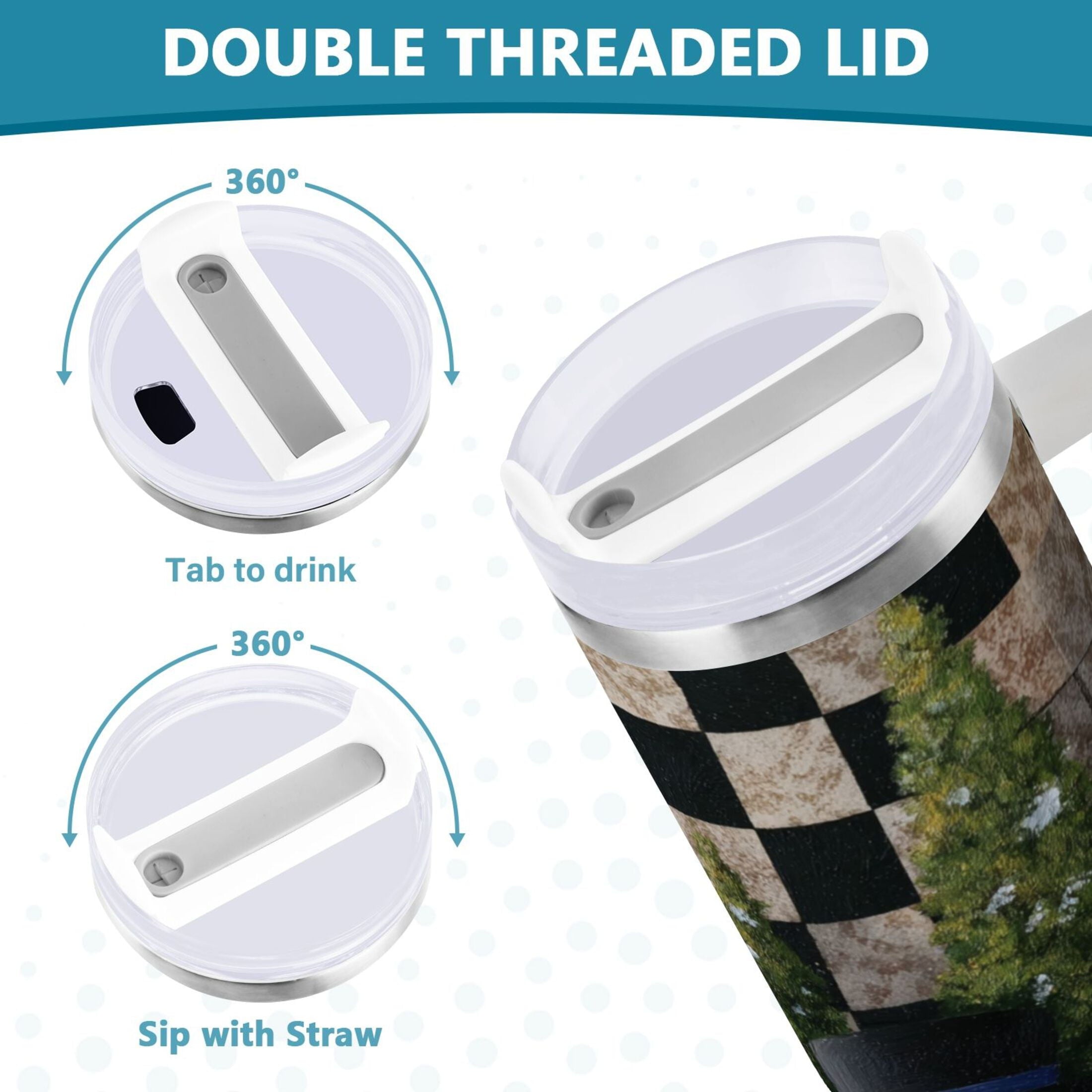 30 oz Insulated Stainless Steel Tumbler Double Wall Stainless Steel Tumbler with 2-Way Drinking Two Snowmen Pattern - Choice 800