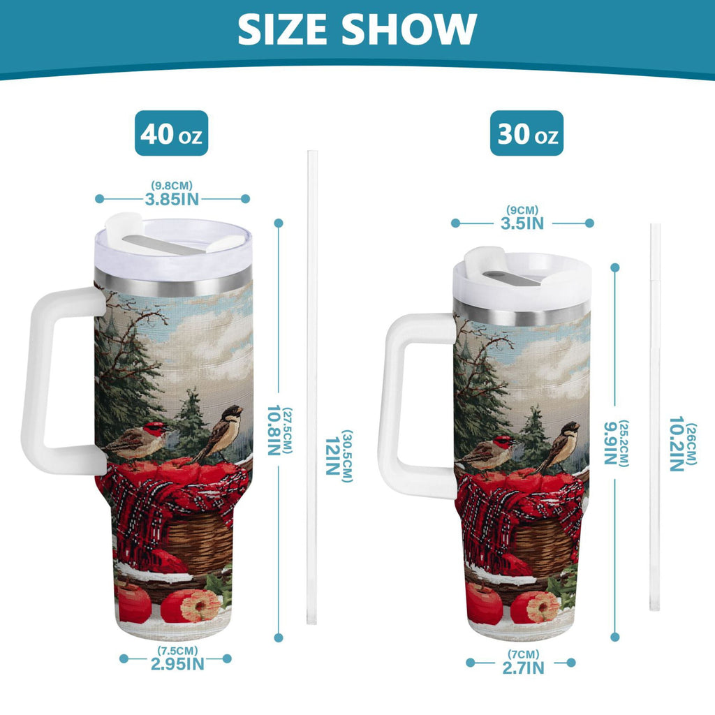 30 oz Insulated Stainless Steel Tumbler Double Wall Stainless Steel Tumbler with 2-Way Drinking Apples and Baskets - Choice 160