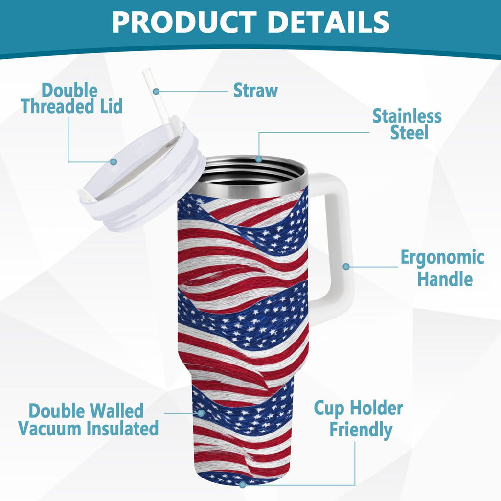 30 oz Insulated Stainless Steel Tumbler Double Wall Stainless Steel Tumbler with 2-Way Drinking Flags Wave Pattern - Choice 222