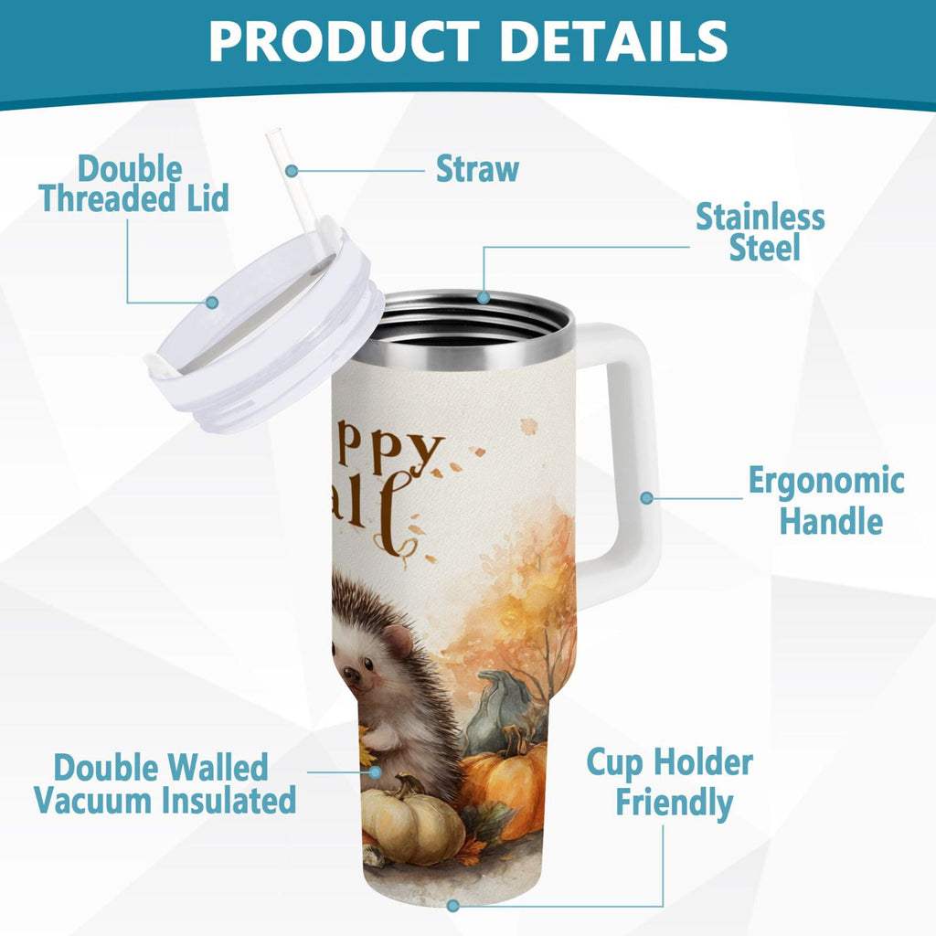 30 oz Insulated Stainless Steel Tumbler Double Wall Stainless Steel Tumbler with 2-Way Drinking Cute Little Hedgehog - Choice 462