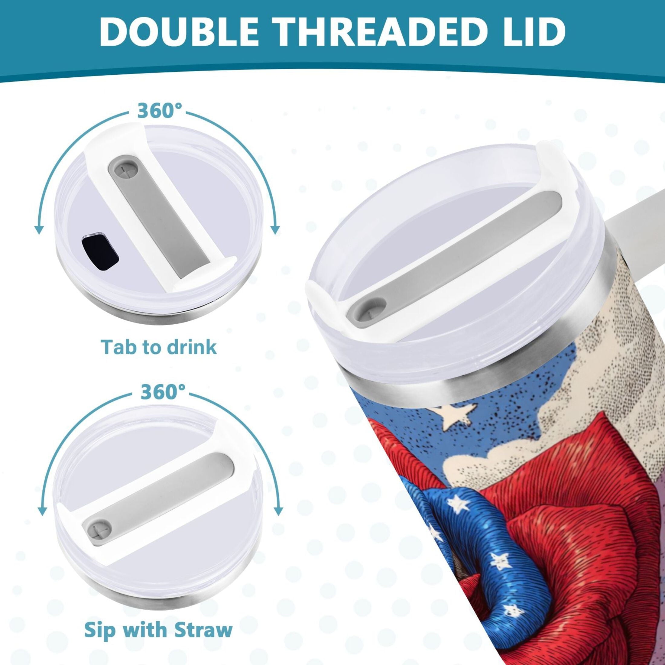40 oz Insulated Stainless Steel Tumbler Double Wall Stainless Steel Tumbler with 2-Way Drinking Roses and Clouds - Choice 137