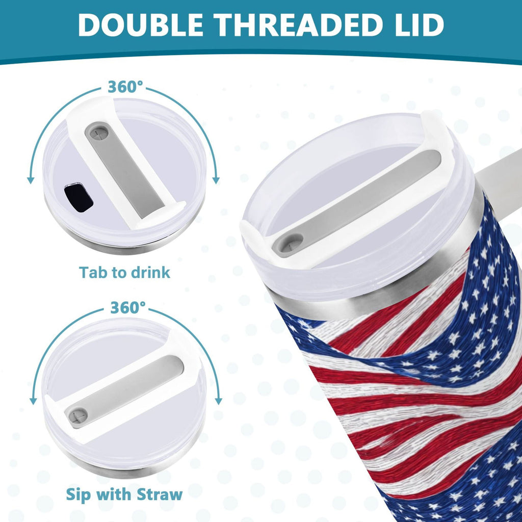 30 oz Insulated Stainless Steel Tumbler Double Wall Stainless Steel Tumbler with 2-Way Drinking Flags Wave Pattern - Choice 222