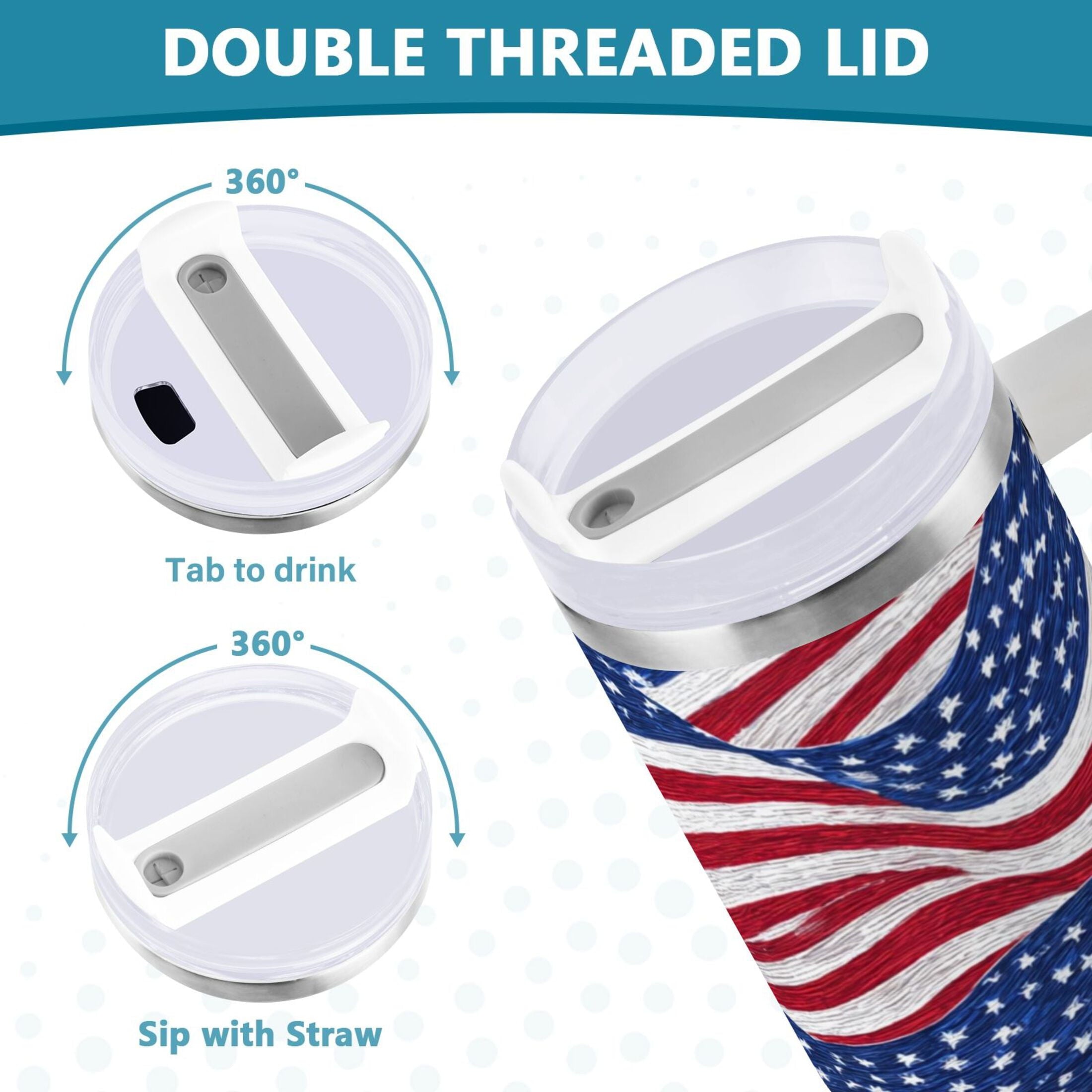 30 oz Insulated Stainless Steel Tumbler Double Wall Stainless Steel Tumbler with 2-Way Drinking Flags Wave Pattern - Choice 222