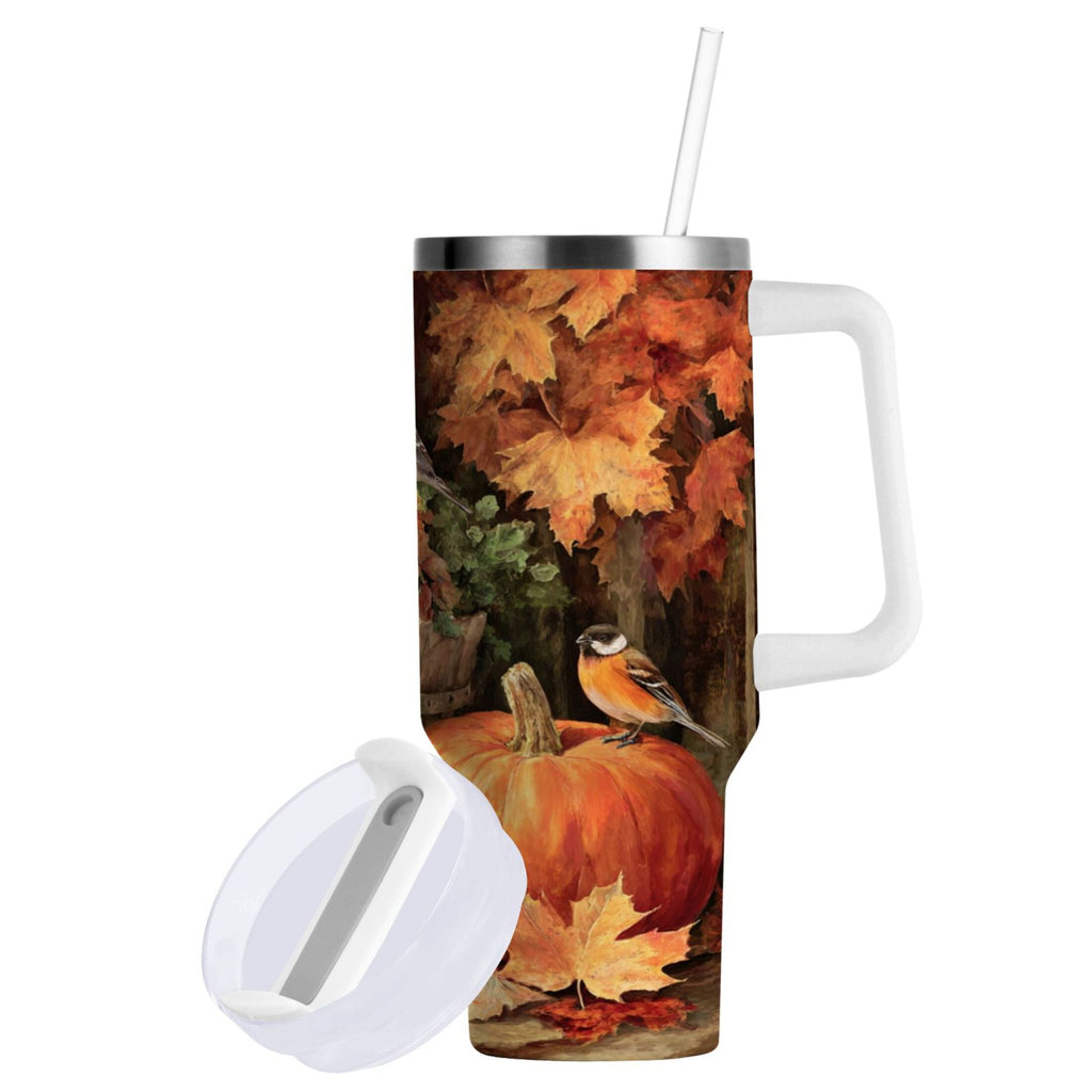 30 oz Insulated Stainless Steel Tumbler Double Wall Stainless Steel Tumbler with 2-Way Drinking Beautiful Fall Scene - Choice 270
