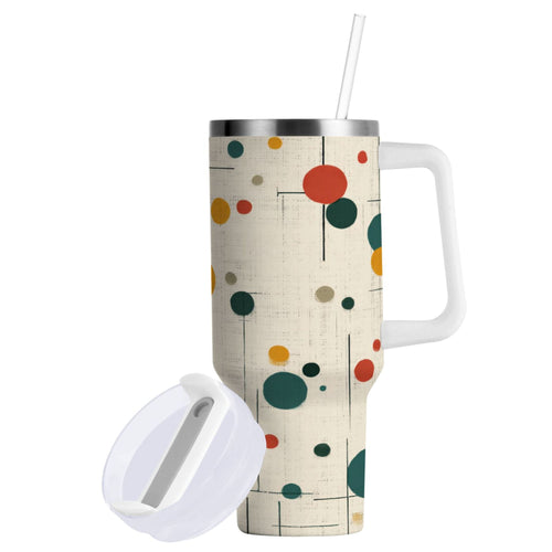 30 oz Insulated Stainless Steel Tumbler Double Wall Stainless Steel Tumbler with 2-Way Drinking Colorful Dots and Lines - Choice 615