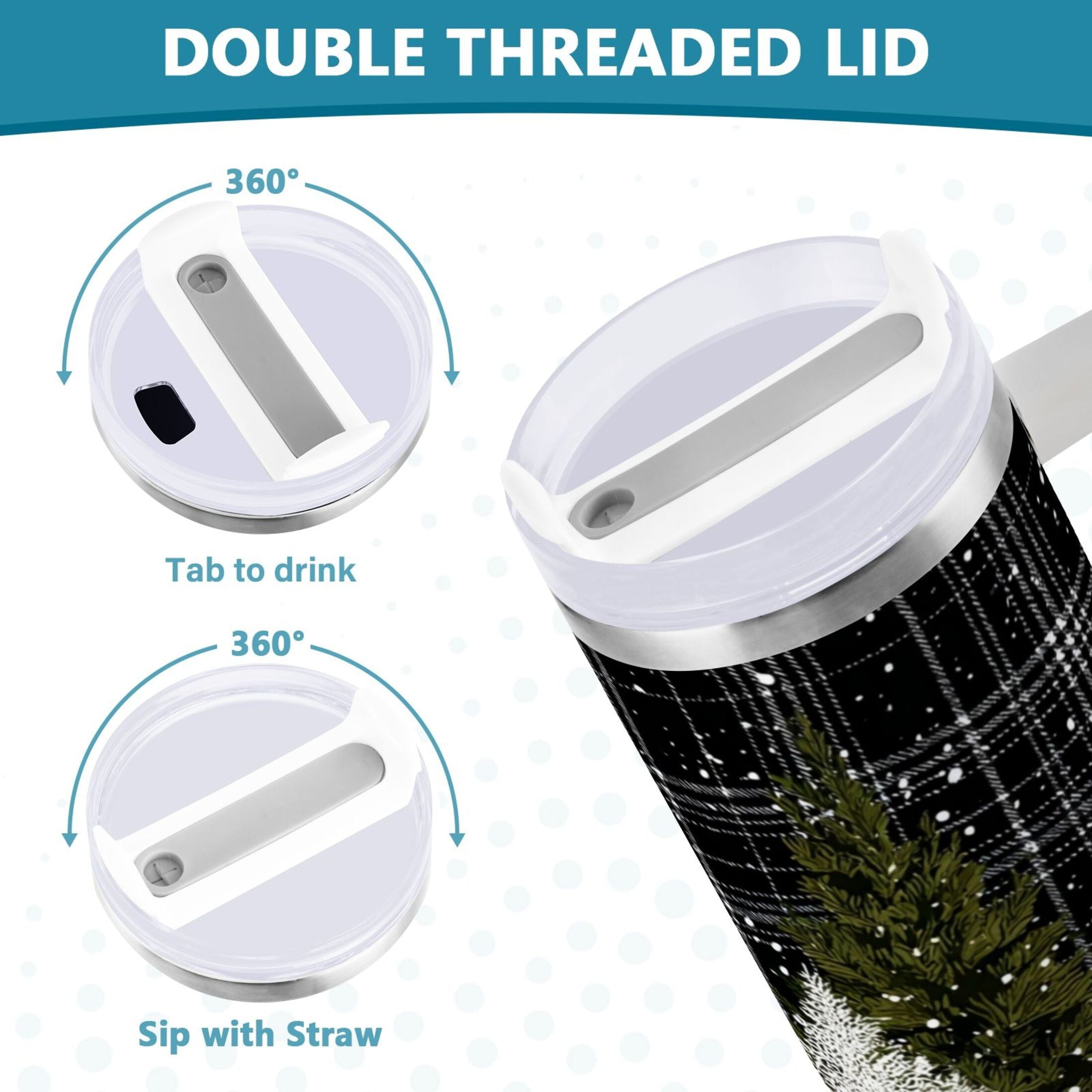 40 oz Insulated Stainless Steel Tumbler Double Wall Stainless Steel Tumbler with 2-Way Drinking Red Truck with Christmas Tree - Choice 687