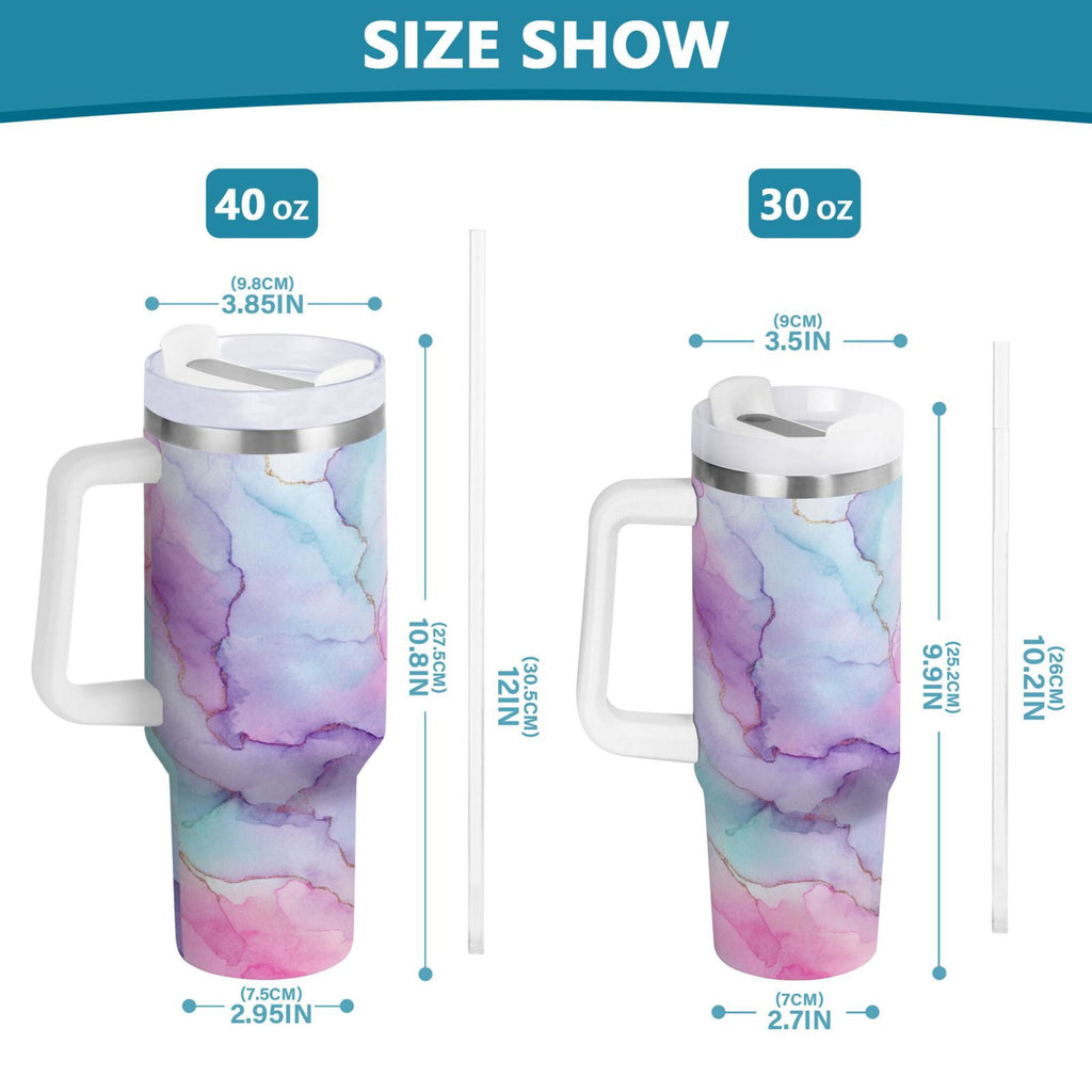 30 oz Insulated Stainless Steel Tumbler Double Wall Stainless Steel Tumbler with 2-Way Drinking Pastel Pink Marble Texture - Choice 198