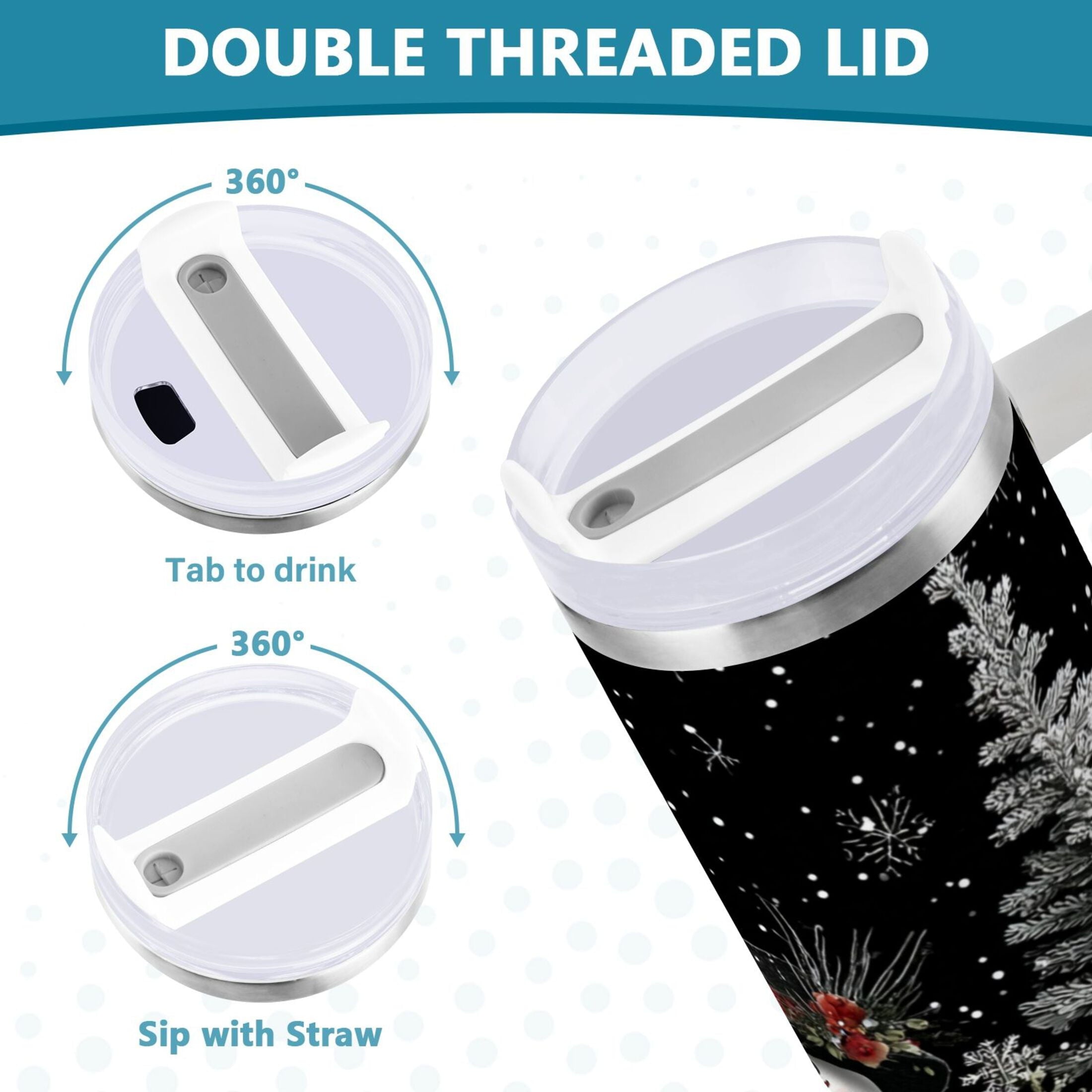 30 oz Insulated Stainless Steel Tumbler Double Wall Stainless Steel Tumbler with 2-Way Drinking Christmas Snowman - Choice 461