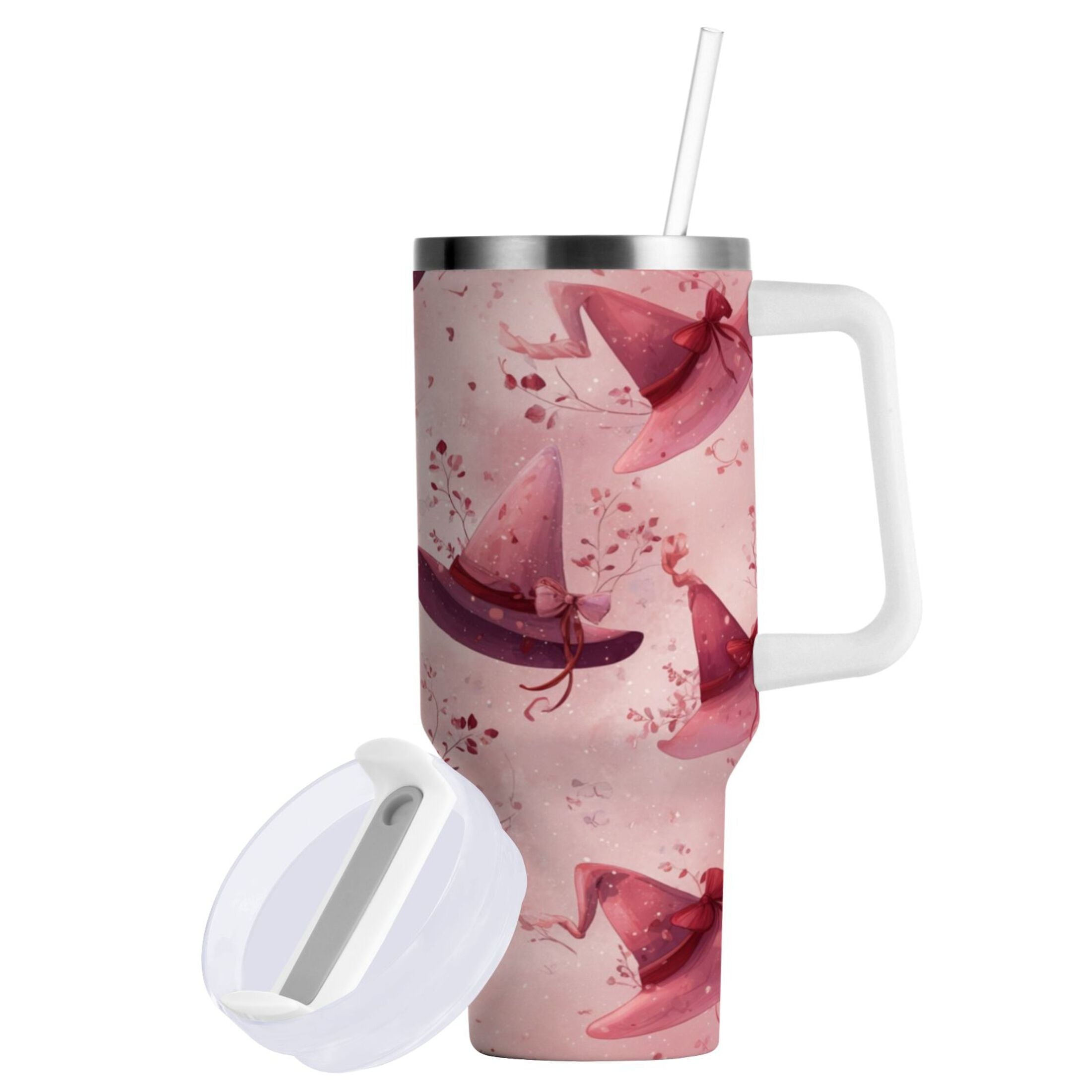30 oz Insulated Stainless Steel Tumbler Double Wall Stainless Steel Tumbler with 2-Way Drinking Hats with Delicate Bows - Choice 476