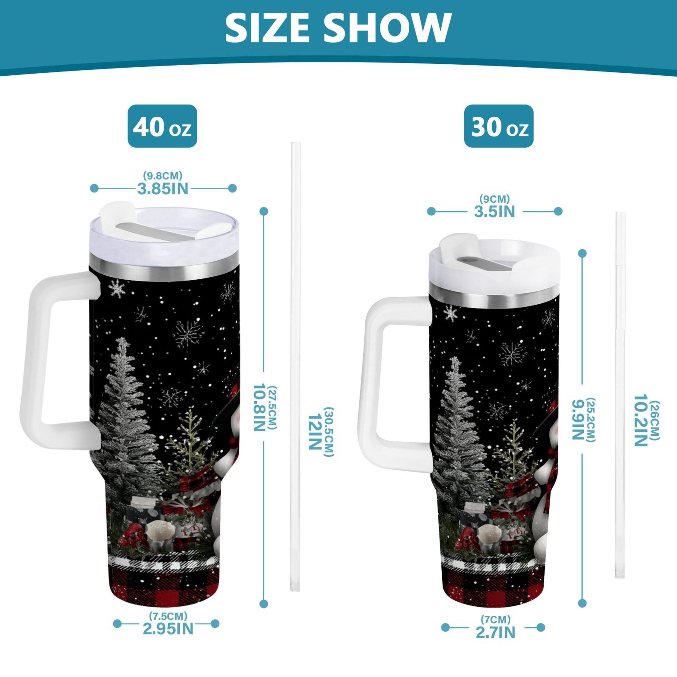 30 oz Insulated Stainless Steel Tumbler Double Wall Stainless Steel Tumbler with 2-Way Drinking Christmas Snowman - Choice 461