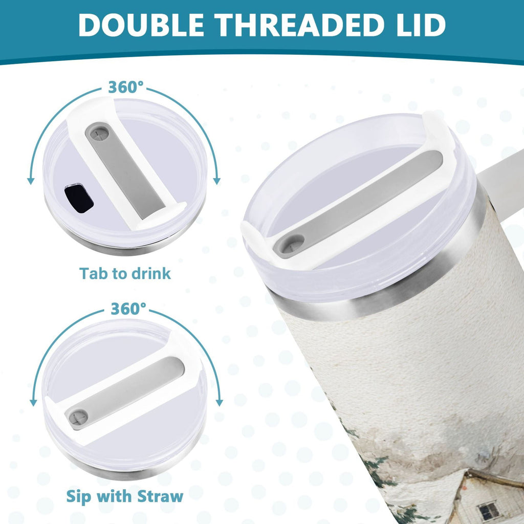 30 oz Insulated Stainless Steel Tumbler Double Wall Stainless Steel Tumbler with 2-Way Drinking Truck with Christmas Decorations - Choice 538