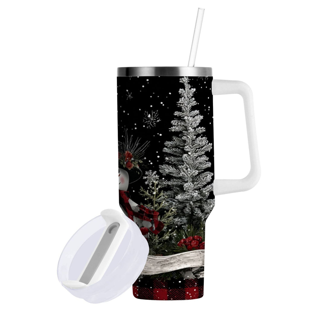 30 oz Insulated Stainless Steel Tumbler Double Wall Stainless Steel Tumbler with 2-Way Drinking Christmas Snowman - Choice 461