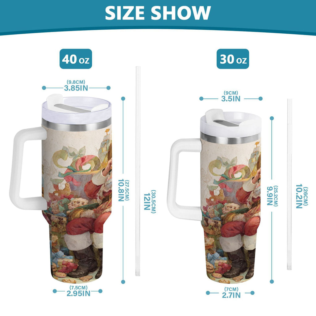 30 oz Insulated Stainless Steel Tumbler Double Wall Stainless Steel Tumbler with 2-Way Drinking Santa Claus Sitting in Chair - Choice 855