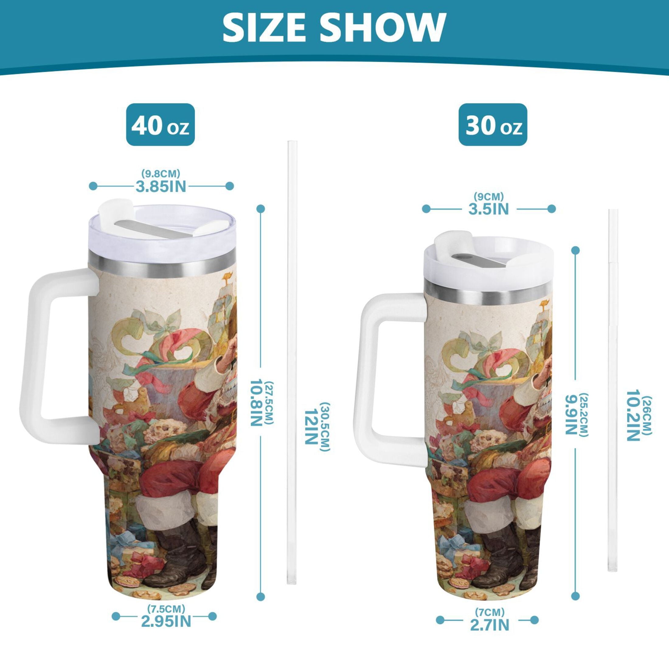 30 oz Insulated Stainless Steel Tumbler Double Wall Stainless Steel Tumbler with 2-Way Drinking Santa Claus Sitting in Chair - Choice 855