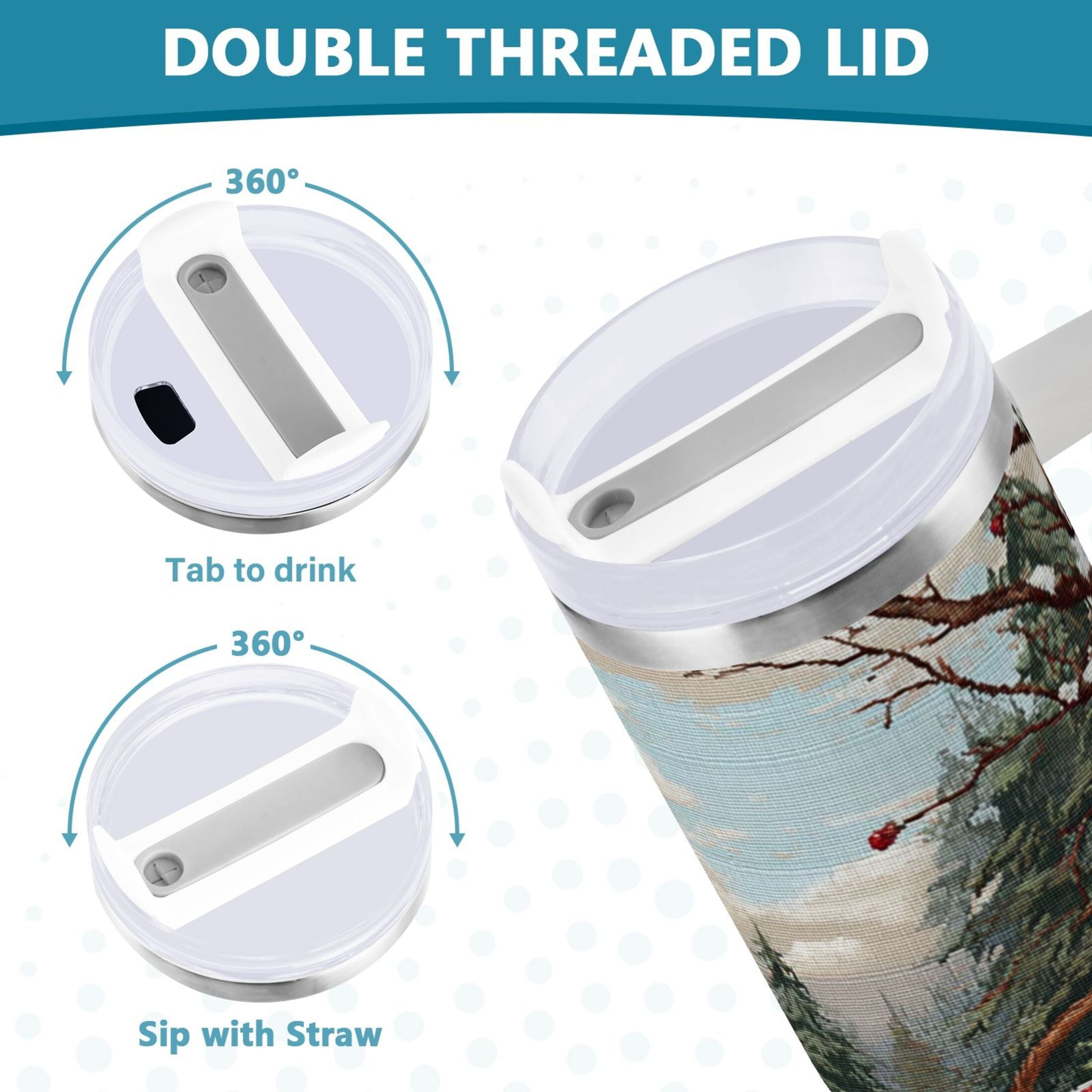 30 oz Insulated Stainless Steel Tumbler Double Wall Stainless Steel Tumbler with 2-Way Drinking Apples and Baskets - Choice 160